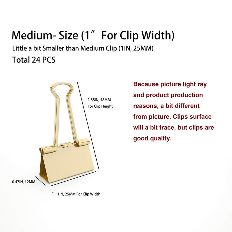 nctinystore Binder Clips Small Metal Clamp - 3/4 in (0.75 inch) (Gold, 40 - Count) - Image 2